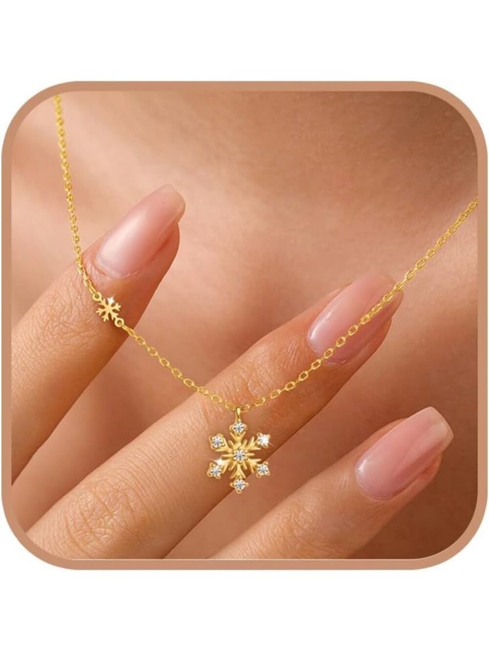 925 Sterling Silver Snowflake Necklace with Cubic Zirconia - Elegant Women's